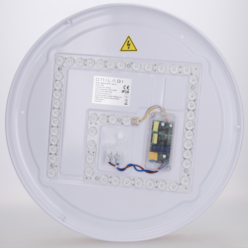 Brilagi - LED-dimmbare Deckenleuchte FLOCO LED/48W/230V Ø 40 cm Holzdekor/weiß + Fernbedienung