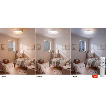 Brilagi - LED-dimmbare Deckenleuchte VELVET SMARTIX STARS LED/36W/230V 3000–6000K Ø55 cm weiß/Blumen Wi‑Fi Tuya Beacon + Fernbedienung
