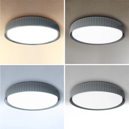 Brilagi - Dimmbare LED-Deckenleuchte LUCIA, 48 W / 230 V, 3000–6500 K, Ø 41 cm, grau, mit Fernbedienung
