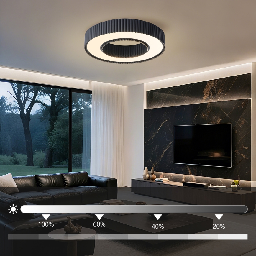 Brilagi - Dimmbare LED-Deckenleuchte LUMIX LED/48W/230V 3000–6000 K schwarz Ø 50 cm + Fernbedienung