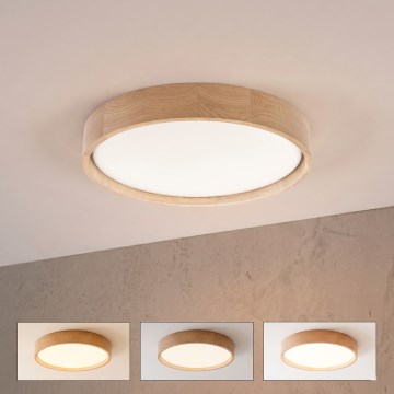 Brilagi - LED-dimmbare Deckenleuchte MANAROLA SMART LED/24W/230V 3000-6000K Wi-Fi Tuya Beacon Durchmesser 41 cm Eiche + Fernbedienung