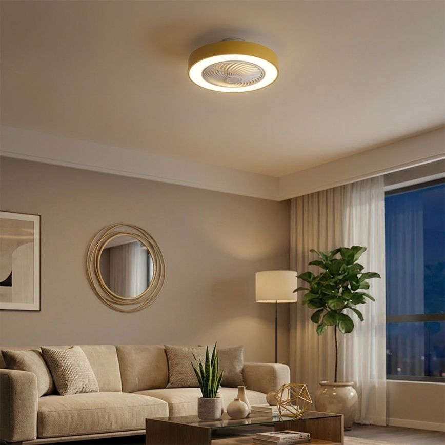 Brilagi - LED-dimmbare Deckenleuchte mit Ventilator LED/38W/230V 3000-6500K Ø 50 cm gold + Fernbedienung