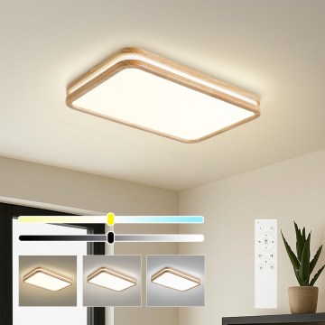BRILAGI - LED-dimmbare Deckenleuchte MOLINA SQUARE LED/54W/230V 3000-6000K Eiche 60x40 cm + Fernbedienung