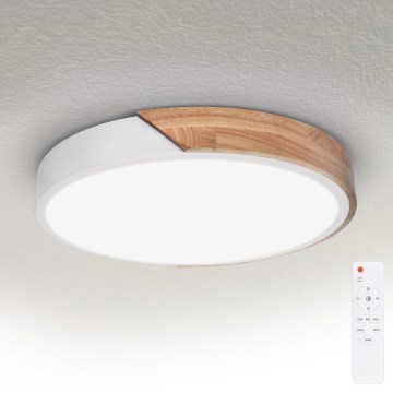 Brilagi - LED-dimmbare Deckenleuchte PILANA LED/48W/230V Eiche/Weiß Ø 40 cm + Fernbedienung