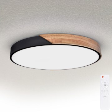 Brilagi - LED-dimmbare Deckenleuchte PILANA LED/60W/230V 3000-6500K Eiche/Schwarz Ø 60 cm + Fernbedienung
