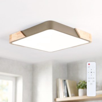 BRILAGI - LED-dimmbare Deckenleuchte PILANA SQUARE LED/48W/230V 3000-6500K Eiche/beige 42x42 cm + mit Fernbedienung