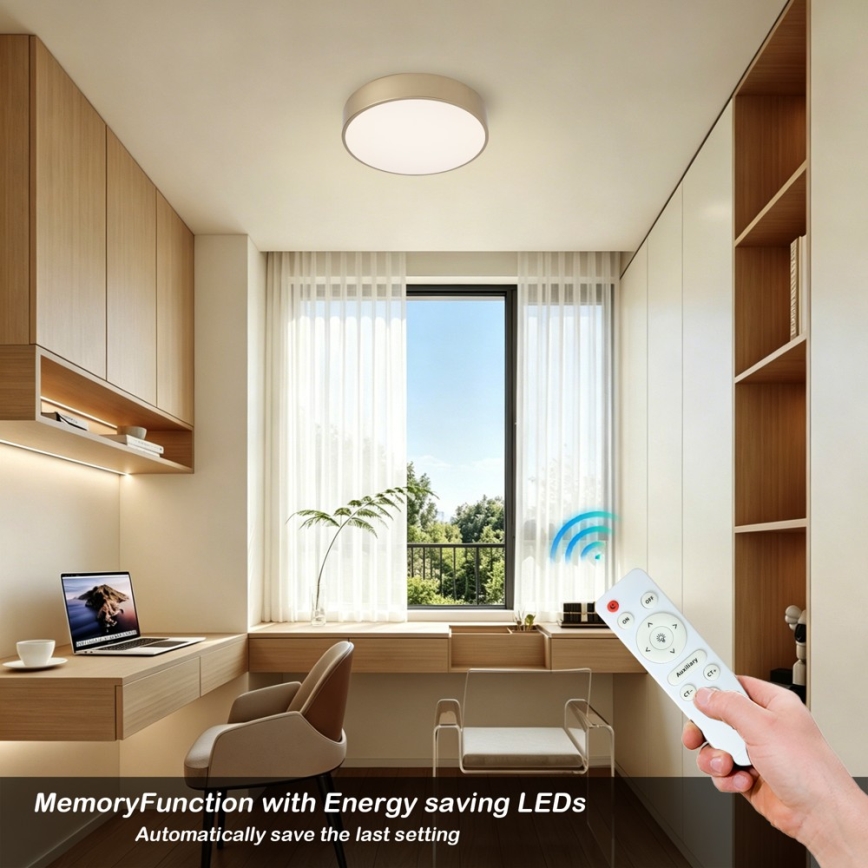 BRILAGI - Dimmbare LED-Deckenleuchte POOL LED/24W/230V 3000–6000 K Ø 20 cm goldfarben + Fernbedienung