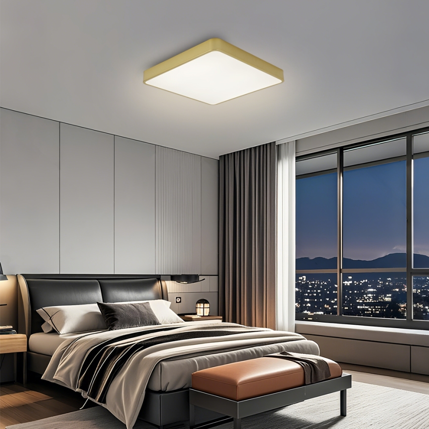 Brilagi - dimmbare LED-Deckenleuchte POOL LED/36W/230V 3000-6000K 40x40 cm goldfarben + mit Fernbedienung