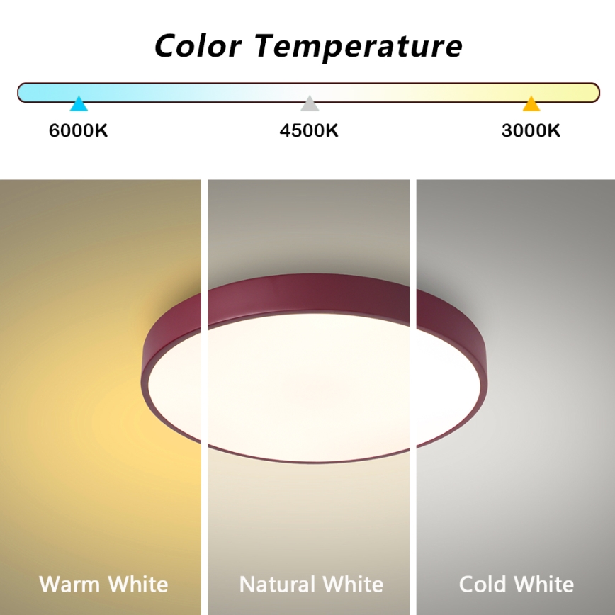 Brilagi - dimmbare LED-Deckenleuchte POOL LED/48W/230V 3000-6000K Ø 40 cm burgunderrot + Fernbedienung