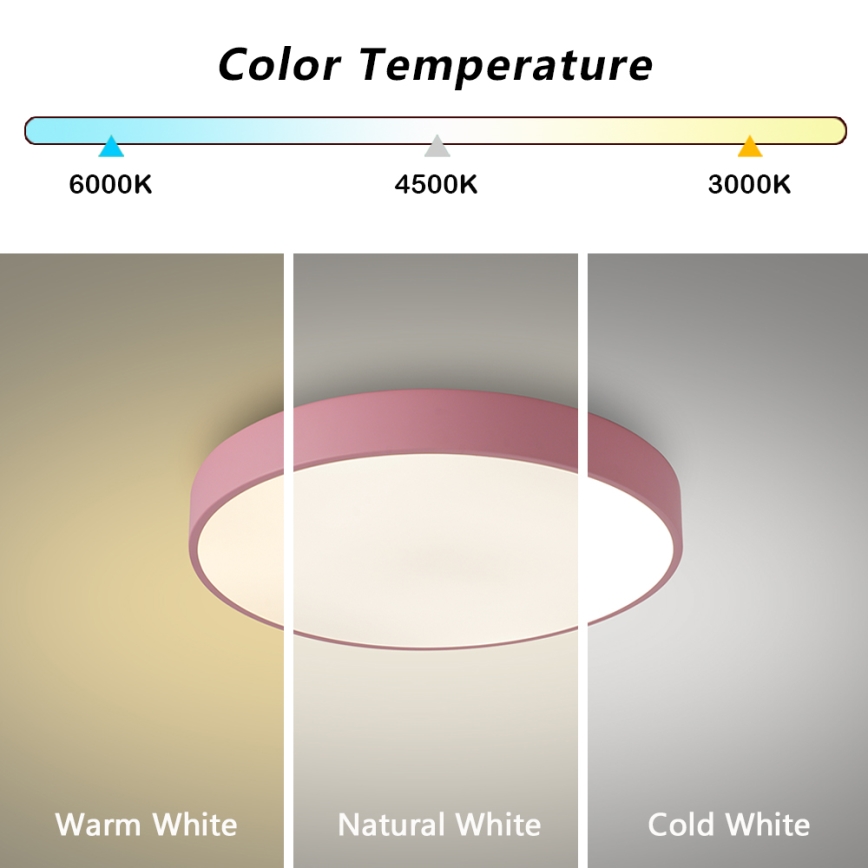Brilagi - LED dimmbare Deckenleuchte POOL LED/48W/230V 3000-6000K Durchmesser 40 cm rosa + Fernbedienung
