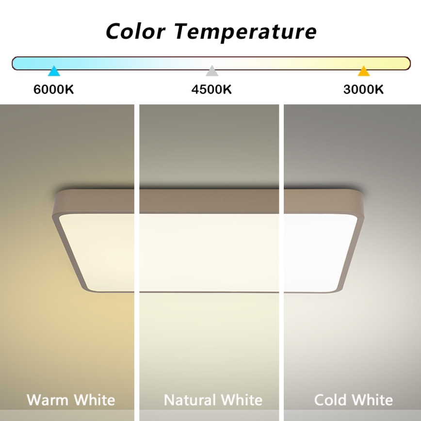 Brilagi - LED dimmbare Deckenleuchte POOL LED/48W/230V 3000-6000K 50x50 cm beige + Fernbedienung