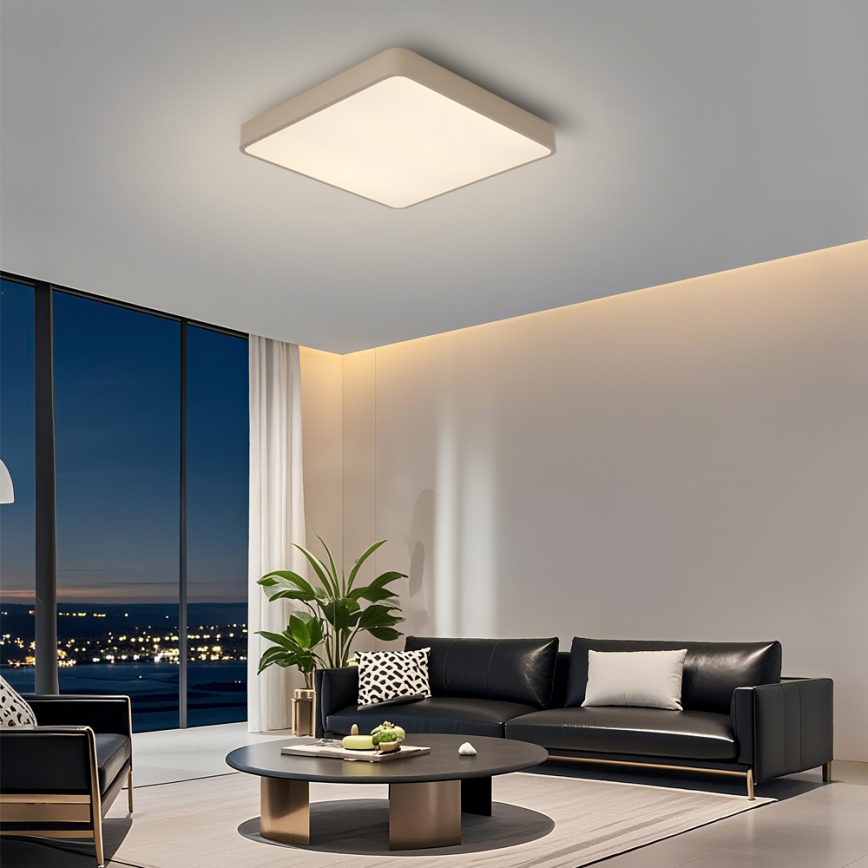 Brilagi - LED dimmbare Deckenleuchte POOL LED/48W/230V 3000-6000K 50x50 cm beige + Fernbedienung