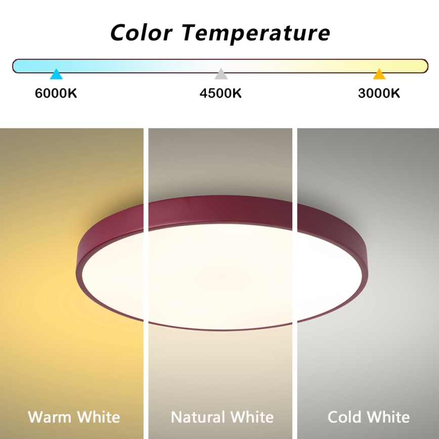 Brilagi - dimmbare Deckenleuchte POOL LED/60W/230V 3000-6000K Ø 50 cm burgunderrot + Fernbedienung