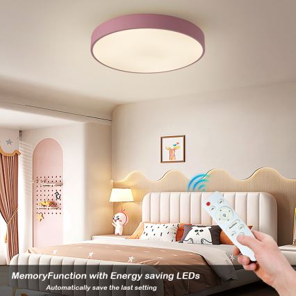 Brilagi - dimmbare LED-Deckenleuchte POOL LED/60W/230V 3000-6000K Ø 50 cm rosa + Fernbedienung