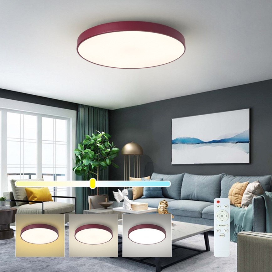 Brilagi - LED-dimmbare Deckenleuchte POOL LED/60W/230V 3000-6000K Ø 60 cm burgunderrot + Fernbedienung