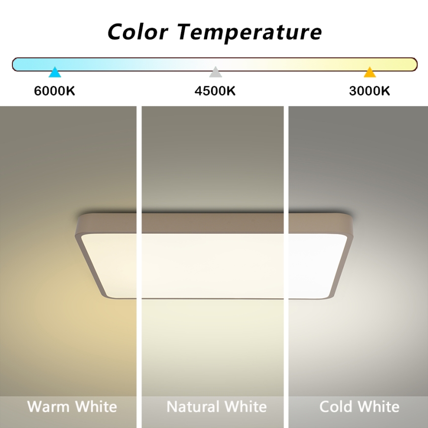 BRILAGI - dimmbare LED-Deckenleuchte POOL SQUARE LED/36W/230V 3000-6000K 40x40 cm beige + Fernbedienung