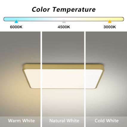 BRILAGI - dimmbare LED-Deckenleuchte POOL SQUARE LED/36W/230V 3000-6000K 40x40 cm goldfarben + mit Fernbedienung