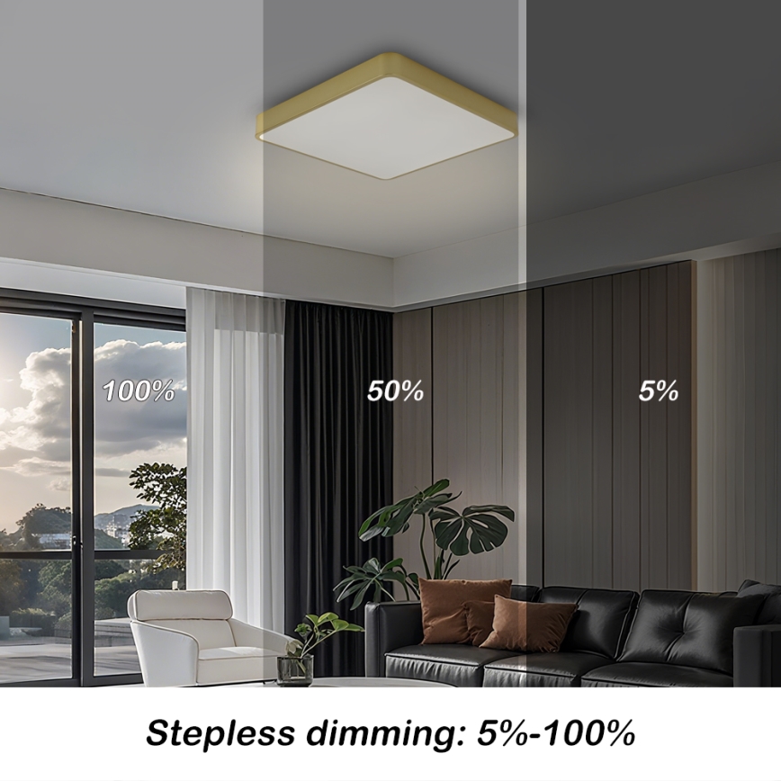BRILAGI - dimmbare LED-Deckenleuchte POOL SQUARE LED/36W/230V 3000-6000K 40x40 cm goldfarben + mit Fernbedienung