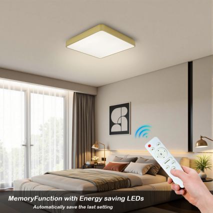 BRILAGI - dimmbare LED-Deckenleuchte POOL SQUARE LED/36W/230V 3000-6000K 40x40 cm goldfarben + mit Fernbedienung