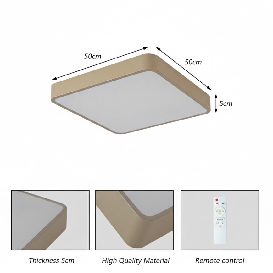 BRILAGI - LED dimmbare Deckenleuchte POOL SQUARE LED/48W/230V 3000-6000K 50x50 cm beige + Fernbedienung
