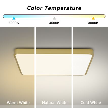 BRILAGI - Dimmbare LED-Deckenleuchte POOL SQUARE LED/48W/230V 3000-6000K 50x50 cm goldfarben + Fernbedienung