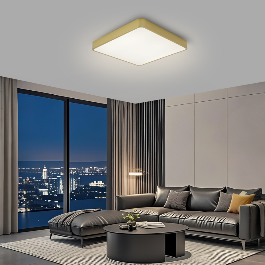 BRILAGI - Dimmbare LED-Deckenleuchte POOL SQUARE LED/48W/230V 3000-6000K 50x50 cm goldfarben + Fernbedienung