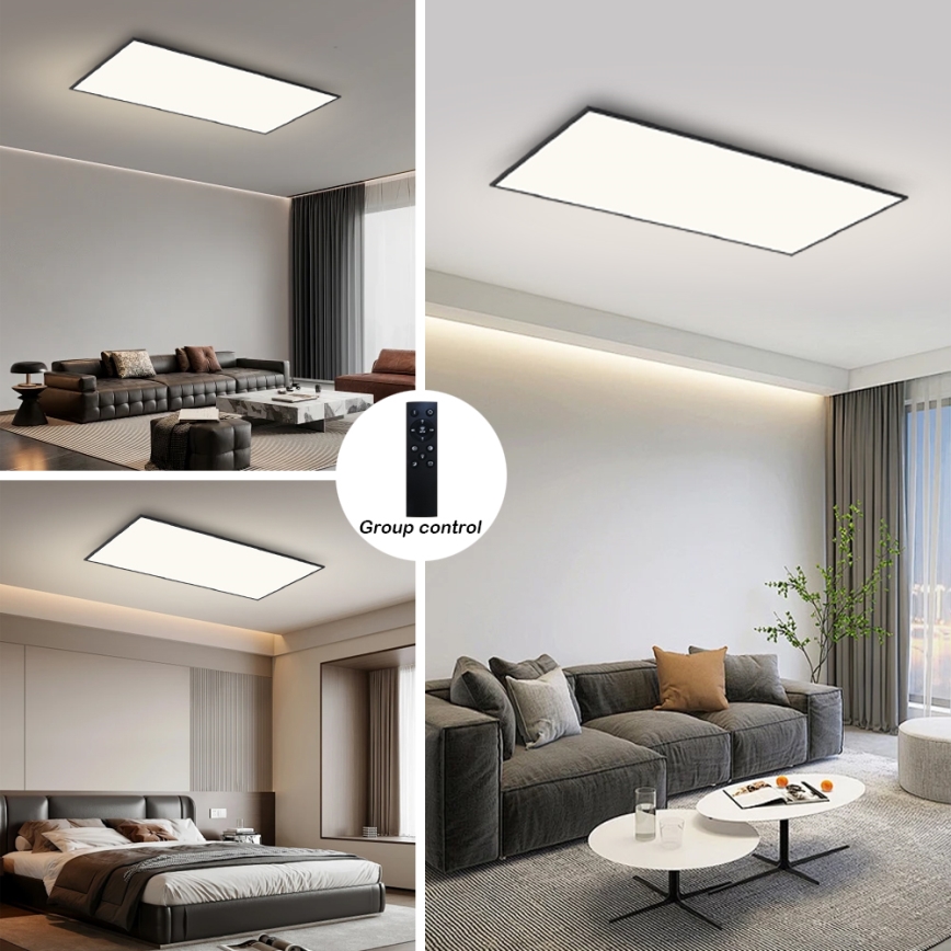 Brilagi - LED-dimmbare Deckenleuchte SLIMFRAME LED/80W/230V 120x60 cm 3000-6000K schwarz + Fernbedienung