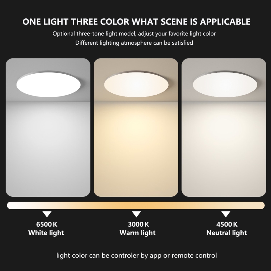 Brilagi - SMART dimmbare LED-Deckenleuchte LED/24W/230V Ø 38 cm 3000-6000K Wi-Fi Tuya Beacon + Fernbedienung