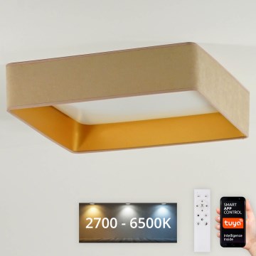 Brilagi - LED dimmbare Deckenleuchte VELVET SQUARE SMART LED/36W/230V 60x60 cm 2700-6500K Wi-Fi Tuya + Fernbedienung beige