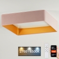 Brilagi - LED-dimmbare Deckenleuchte VELVET SQUARE SMART LED/36W/230V 60x60 cm 2700-6500K Wi-Fi Tuya + Fernbedienung rosa