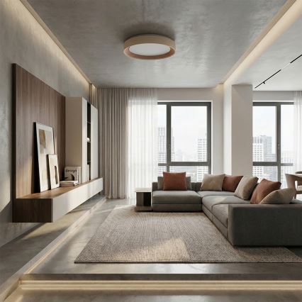 Brilagi - LED dimmbare Deckenleuchte WALDO LED/48W/230V 3000-6500K Ø 40 cm beige/gold + Fernbedienung
