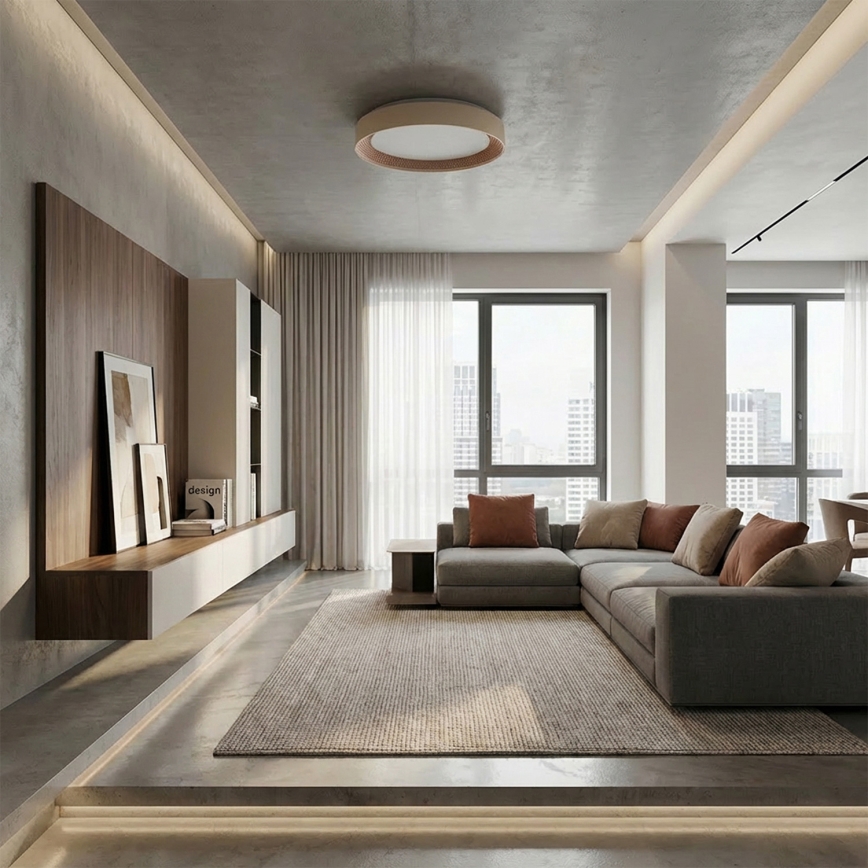 Brilagi - LED dimmbare Deckenleuchte WALDO LED/48W/230V 3000-6500K Ø 40 cm beige/gold + Fernbedienung