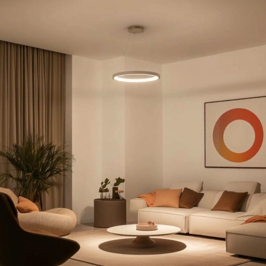 BRILAGI - dimmbare LED-Pendelleuchte an Kabel FALCON SLIM LED/42W/230V 3000-6500K Ø 50 cm beige + Fernbedienung