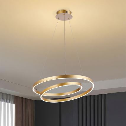 Brilagi - LED-dimmbares Seilpendel TWISTER LED/48W/230V 3000–6000K Ø 50 cm gold + Fernbedienung