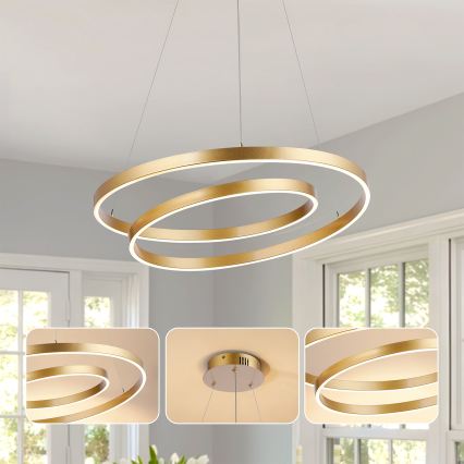 Brilagi - LED-dimmbares Seilpendel TWISTER LED/48W/230V 3000–6000K Ø 50 cm gold + Fernbedienung