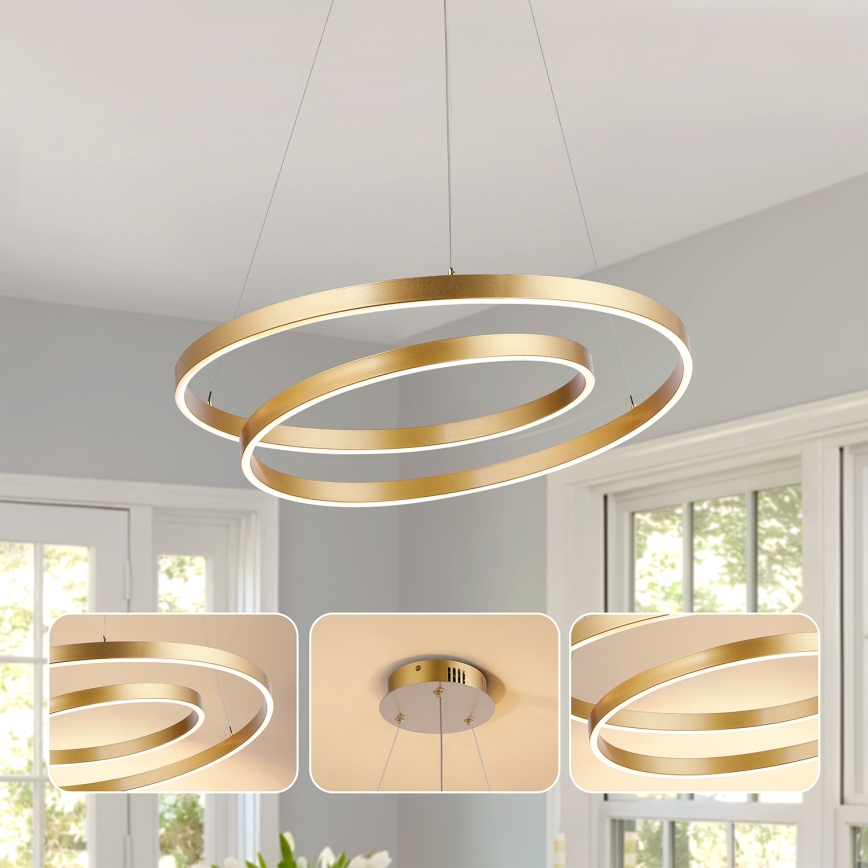 Brilagi - LED-dimmbares Seilpendel TWISTER LED/48W/230V 3000–6000K Ø 50 cm gold + Fernbedienung