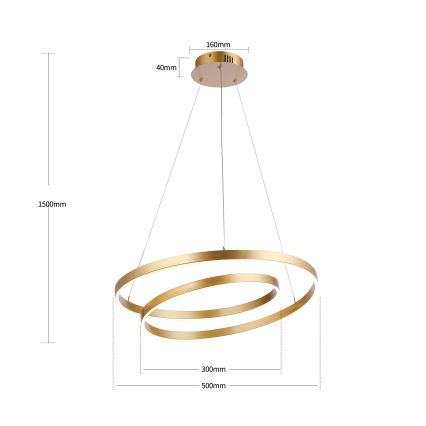 Brilagi - LED-dimmbares Seilpendel TWISTER LED/48W/230V 3000–6000K Ø 50 cm gold + Fernbedienung