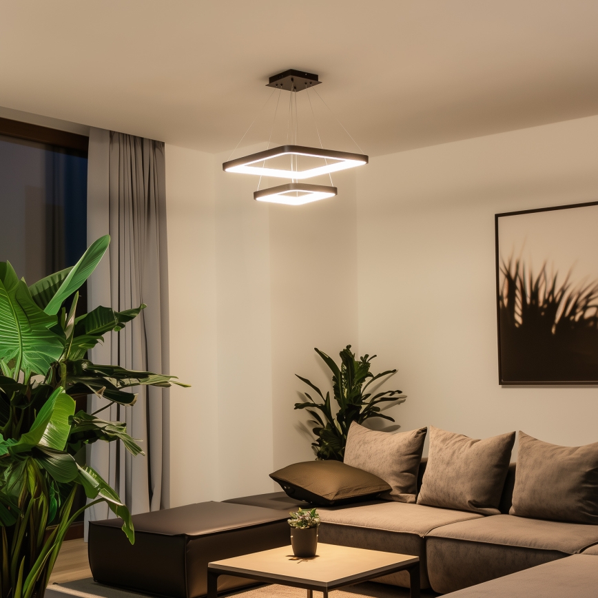 Brilagi - LED-dimmbare Hängeleuchte mit Seilaufhängung FALCON SLIM LED/78W/230V 3000-6500K 50x50 cm schwarz + Fernbedienung