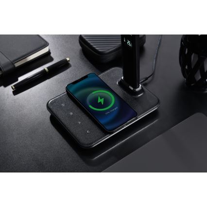 Brilagi - Dimmbare LED-Tischleuchte mit kabelloser QI-Ladefunktion und USB REGINA LED/8,5W/230V schwarz