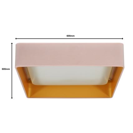 Brilagi - LED-dimmbare Deckenleuchte VELVET SQUARE SMART LED/36W/230V 60x60 cm 2700-6500K Wi-Fi Tuya + Fernbedienung rosa