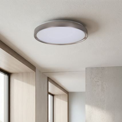 Brilagi - Dimmbare LED-Deckenleuchte FANCIA, 48 W, 230 V, 3000–6500 K, Ø 39 cm, silber, mit Fernbedienung