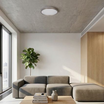 Brilagi - Dimmbare LED-Deckenleuchte FANCIA, 48 W, 230 V, 3000–6500 K, Ø 39 cm, silber, mit Fernbedienung