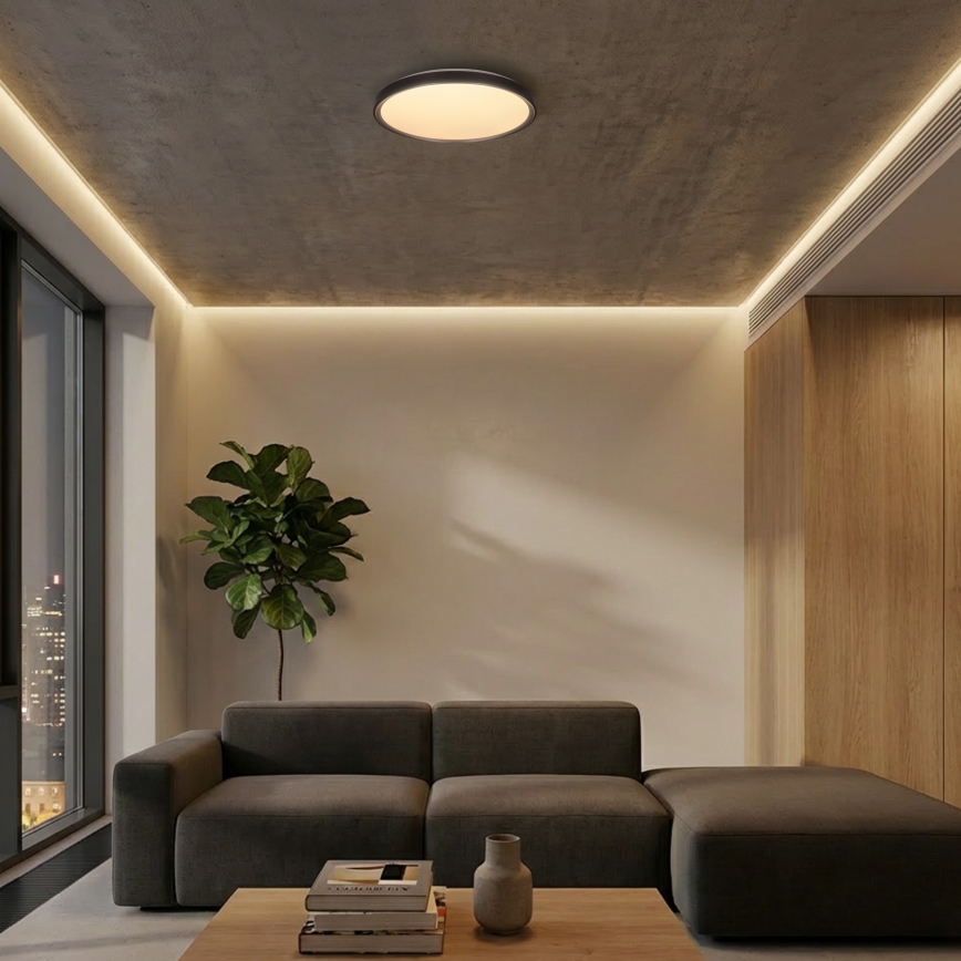 Brilagi - Dimmbare LED-Deckenleuchte FANCIA, 48 W, 230 V, 3000–6500 K, Ø 39 cm, silber, mit Fernbedienung