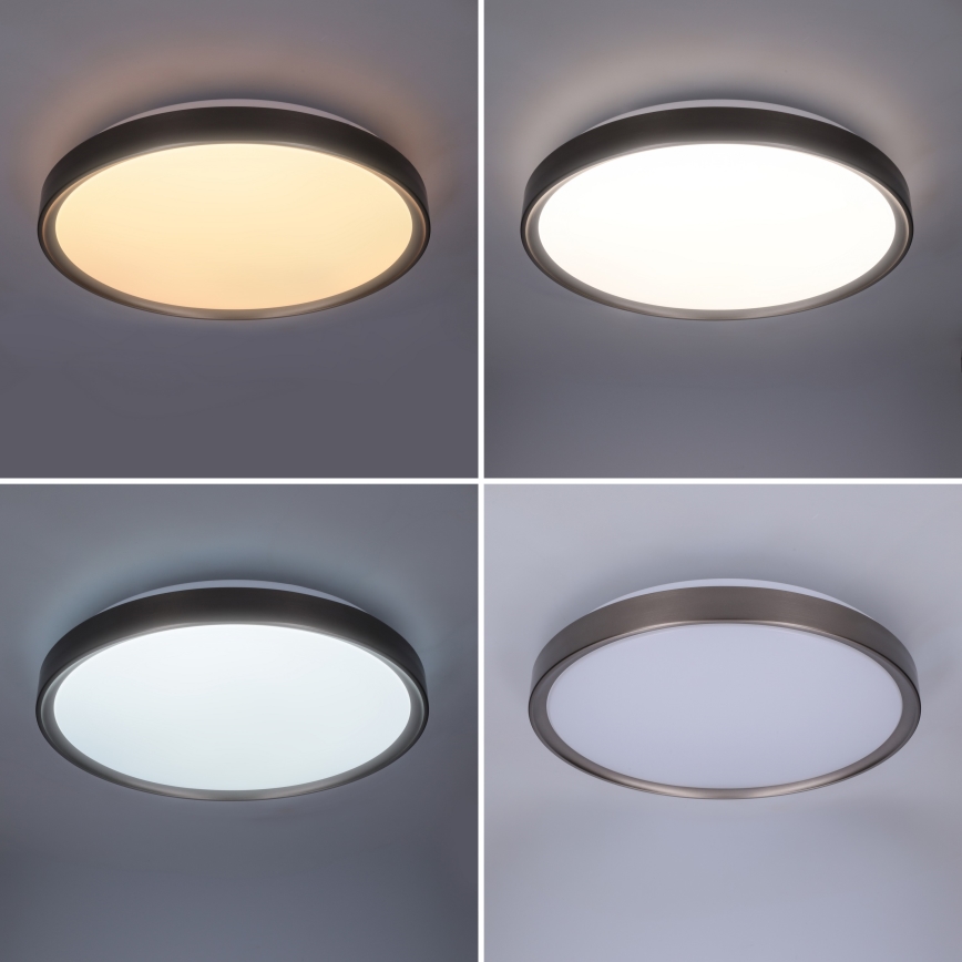 Brilagi - Dimmbare LED-Deckenleuchte FANCIA, 48 W, 230 V, 3000–6500 K, Ø 39 cm, silber, mit Fernbedienung