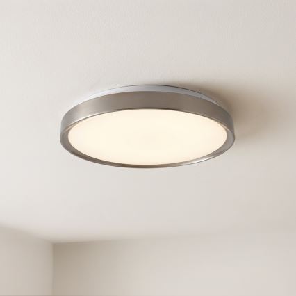 Brilagi - Dimmbare LED-Deckenleuchte FANCIA, 48 W, 230 V, 3000–6500 K, Ø 39 cm, silber, mit Fernbedienung