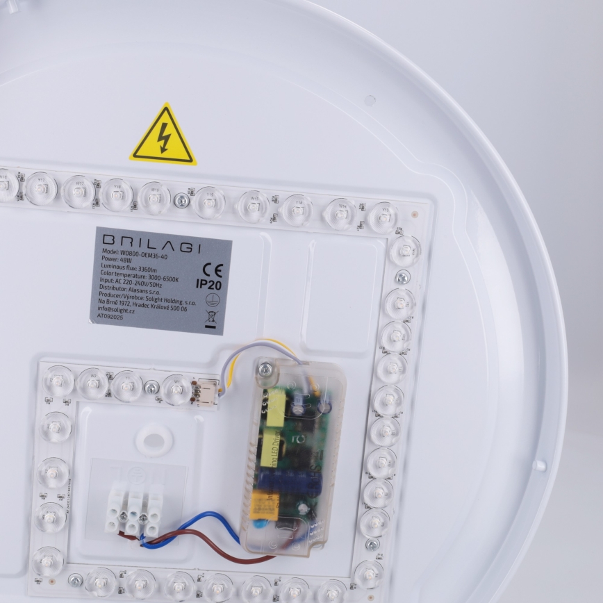 Brilagi - Dimmbare LED-Deckenleuchte FANCIA, 48 W, 230 V, 3000–6500 K, Ø 39 cm, silber, mit Fernbedienung