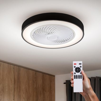 Brilagi - LED dimmbare Deckenleuchte mit Ventilator LED/30W/230V 3000-6500K Schwarz + Fernbedienung