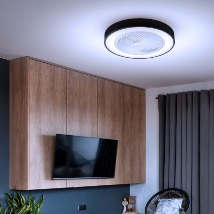 Brilagi - LED dimmbare Deckenleuchte mit Ventilator LED/30W/230V 3000-6500K Schwarz + Fernbedienung