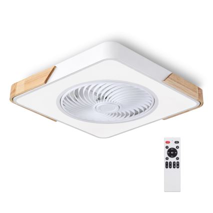 Brilagi - Dimmbare LED-Deckenleuchte mit Ventilator LED/30W/230V 3000-6500K weiß/Eiche + Fernbedienung