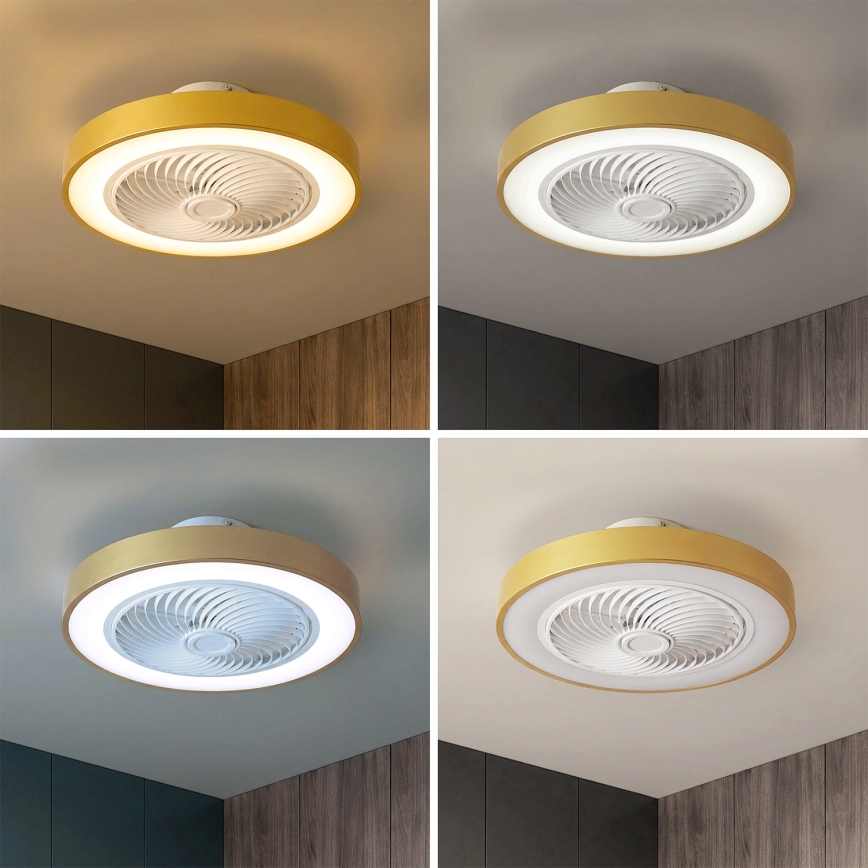 Brilagi - Dimmbare LED-Deckenleuchte mit Ventilator LED/38W/230V 3000-6500K 3000-6500K Ø 50 cm goldfarben + Fernbedienung